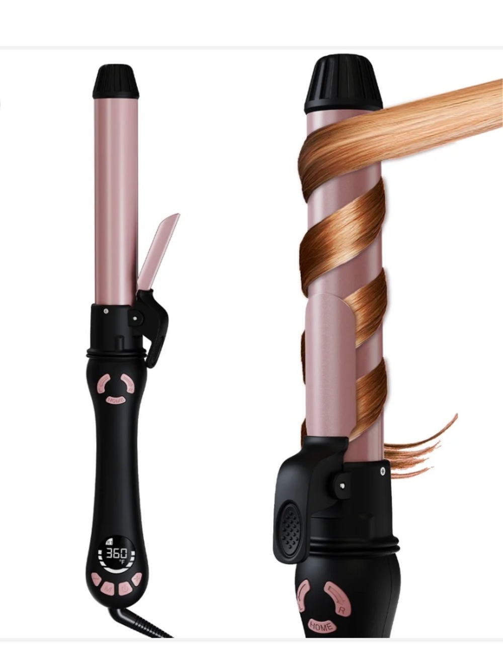Lanvier Rotating Curling Iron 1 / 1.25 Inch Automatic Curling Wand for Waves